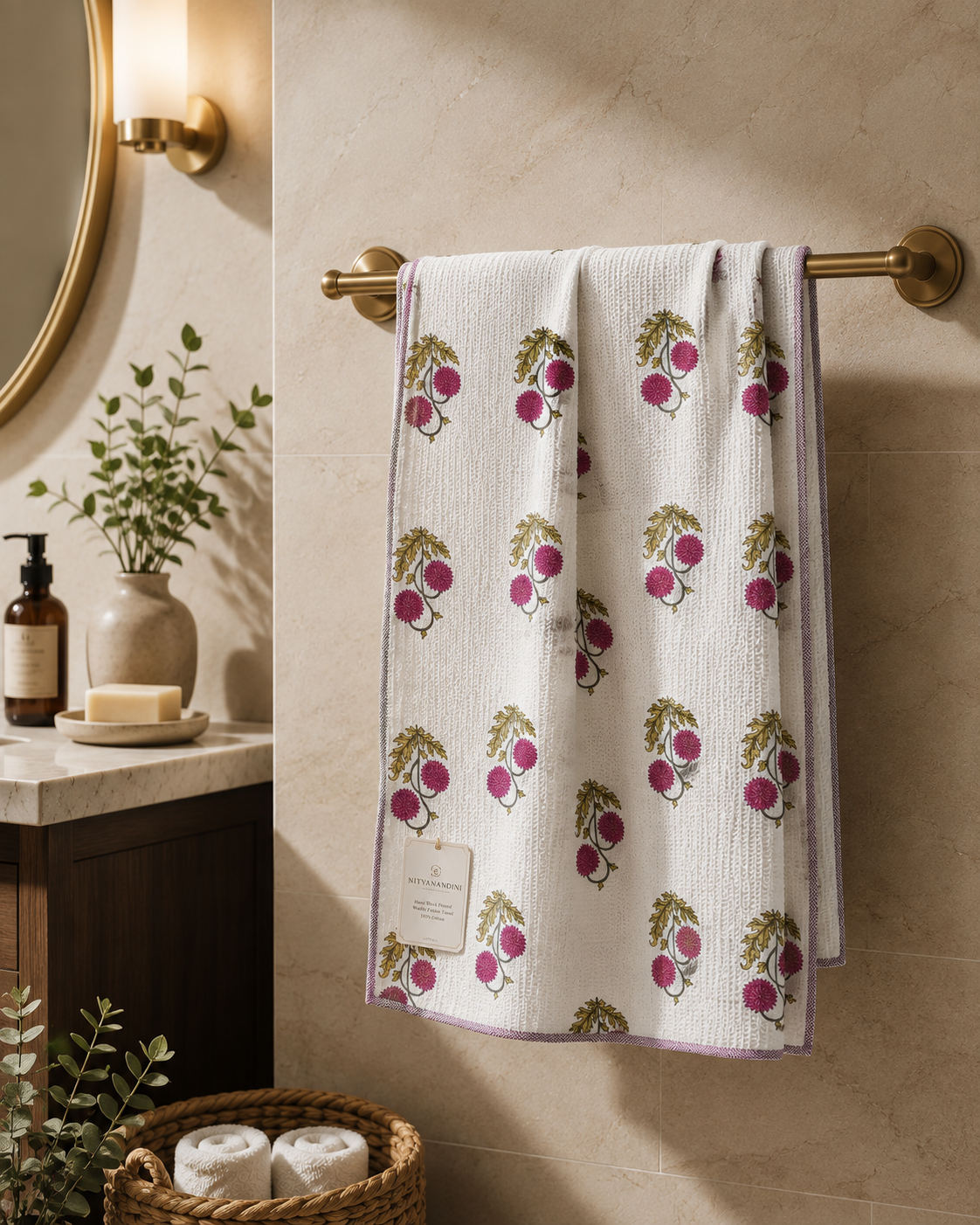 Pure Cotton Hand and Bath Towel Set | Hand Block Printed