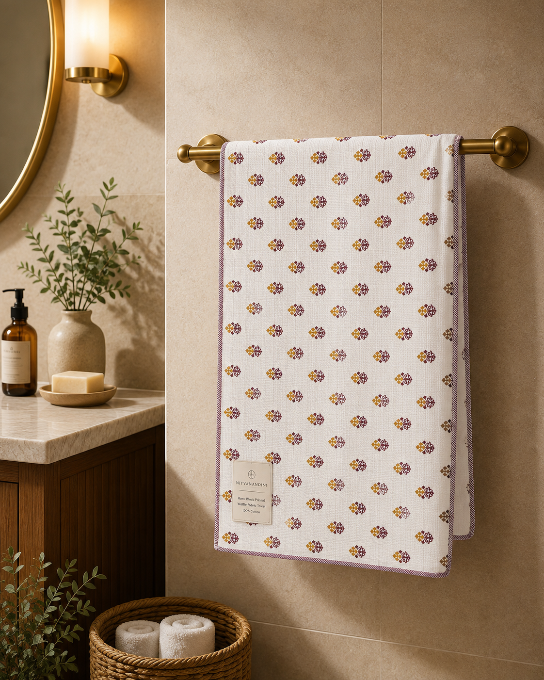Pure Cotton Hand and Bath Towel Set | Hand Block Printed