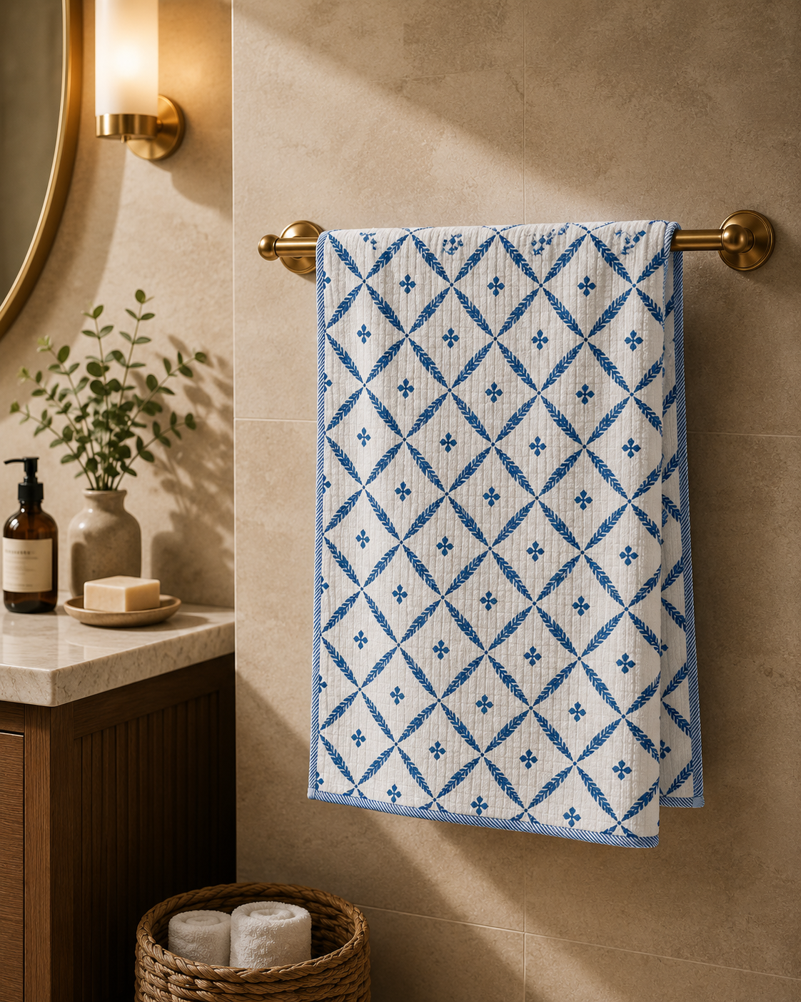 Pure Cotton Hand and Bath Towel Set | Hand Block Printed (Copy)