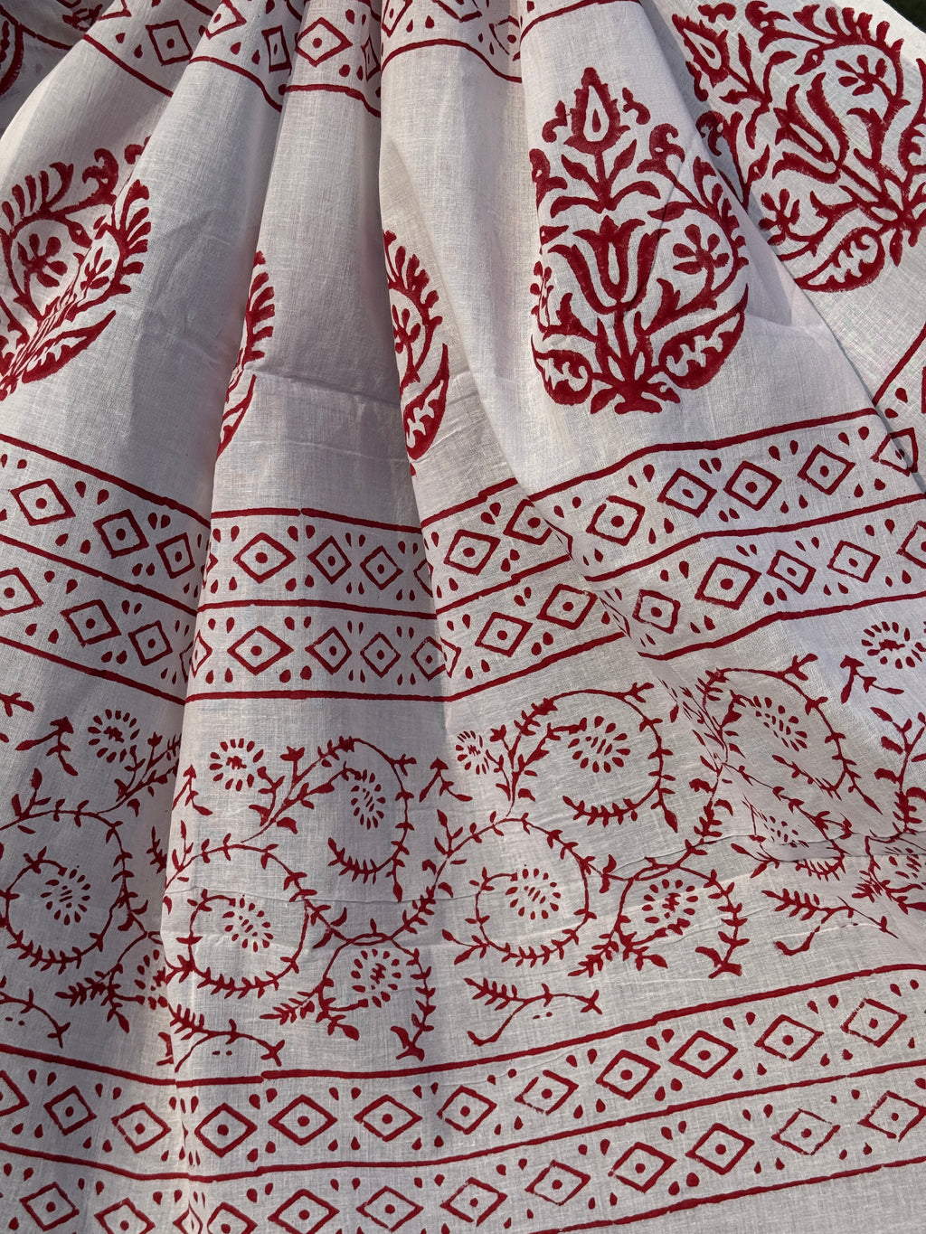Durga Hand Block Printed Cotton Saree