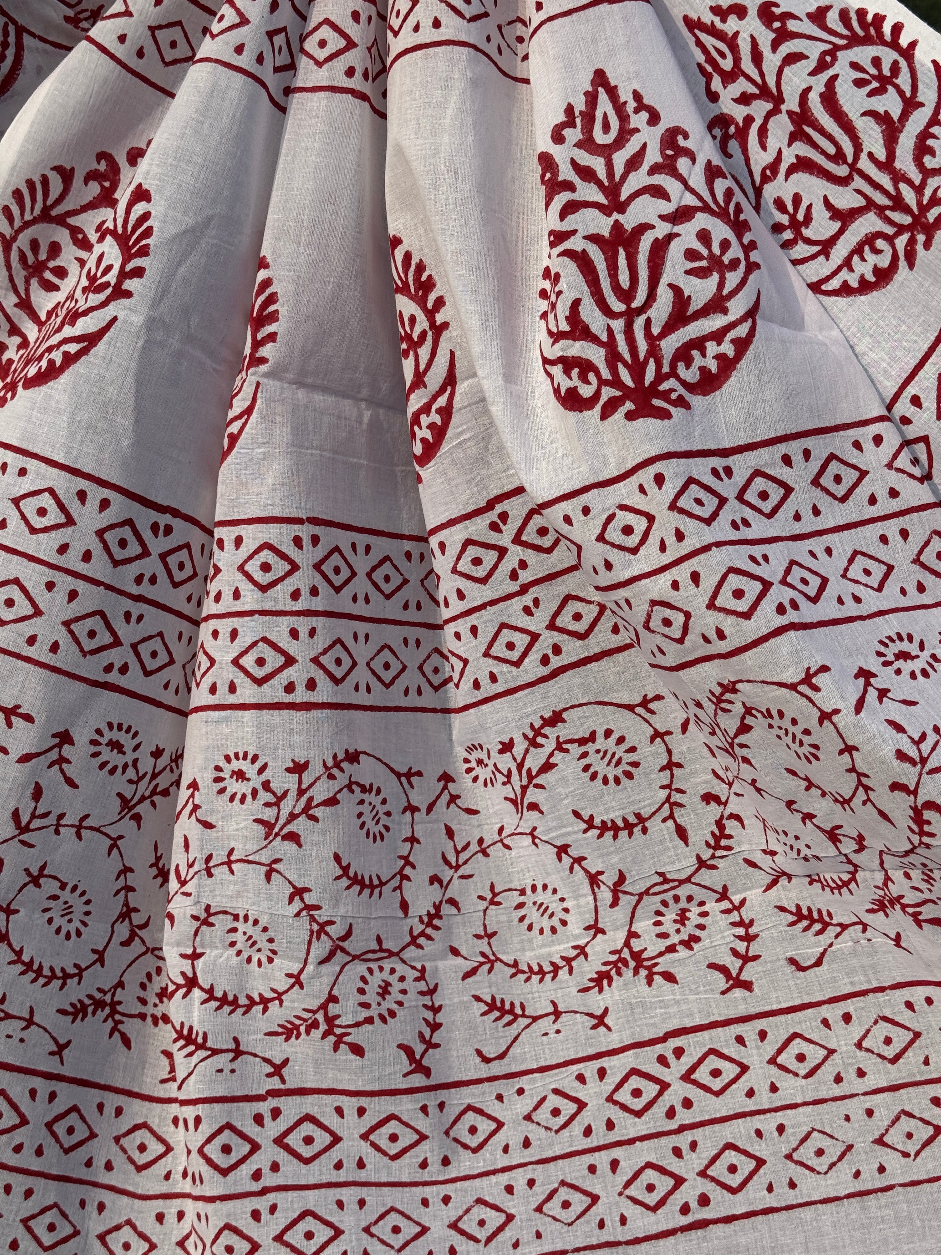 Durga Hand Block Printed Cotton Saree