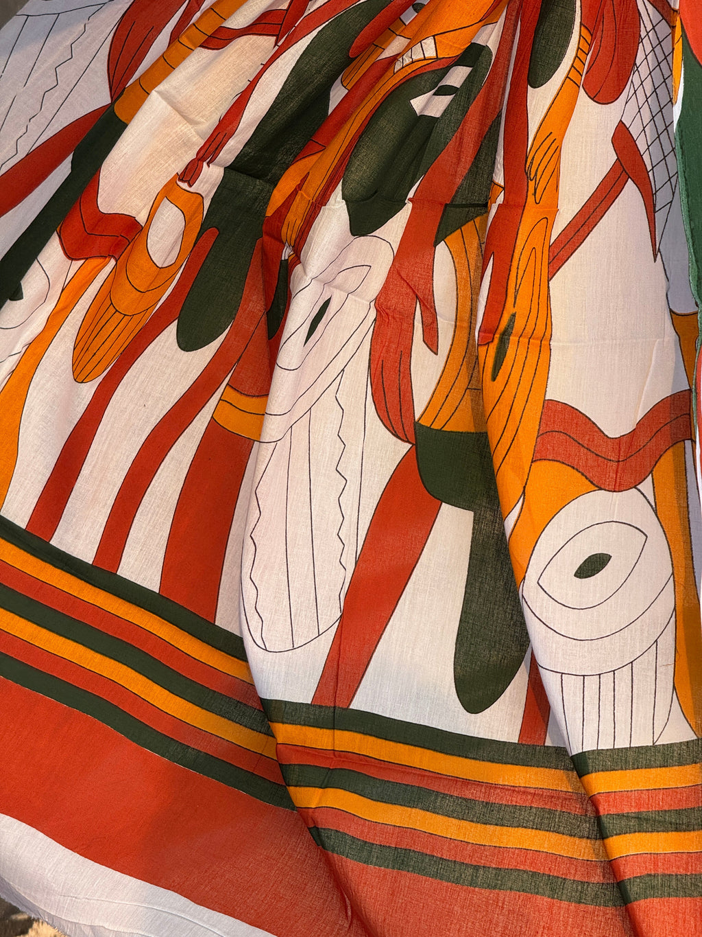 Warli Art Print Saree - Pure Mul Cotton