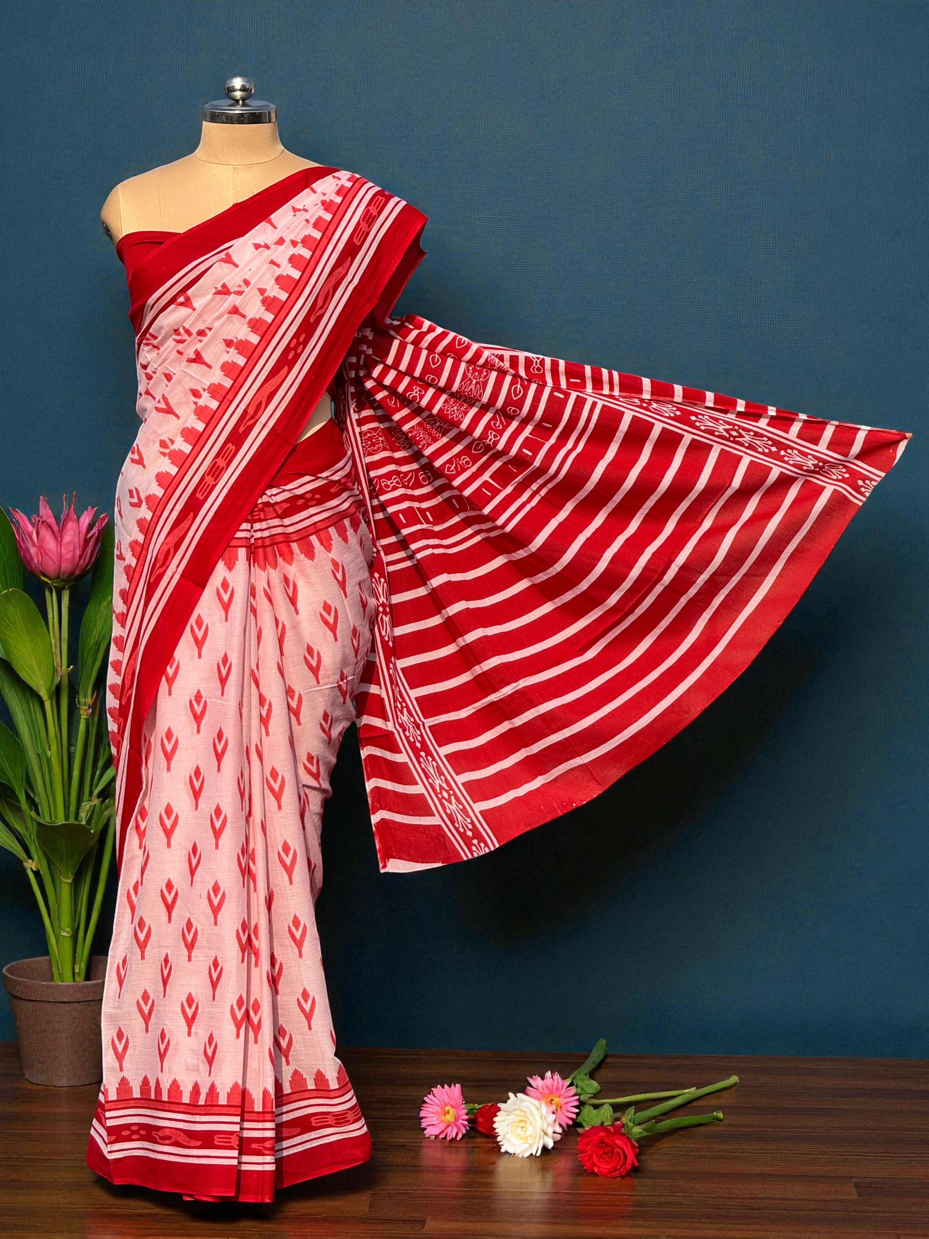 Tribal Print Mul Cotton Saree