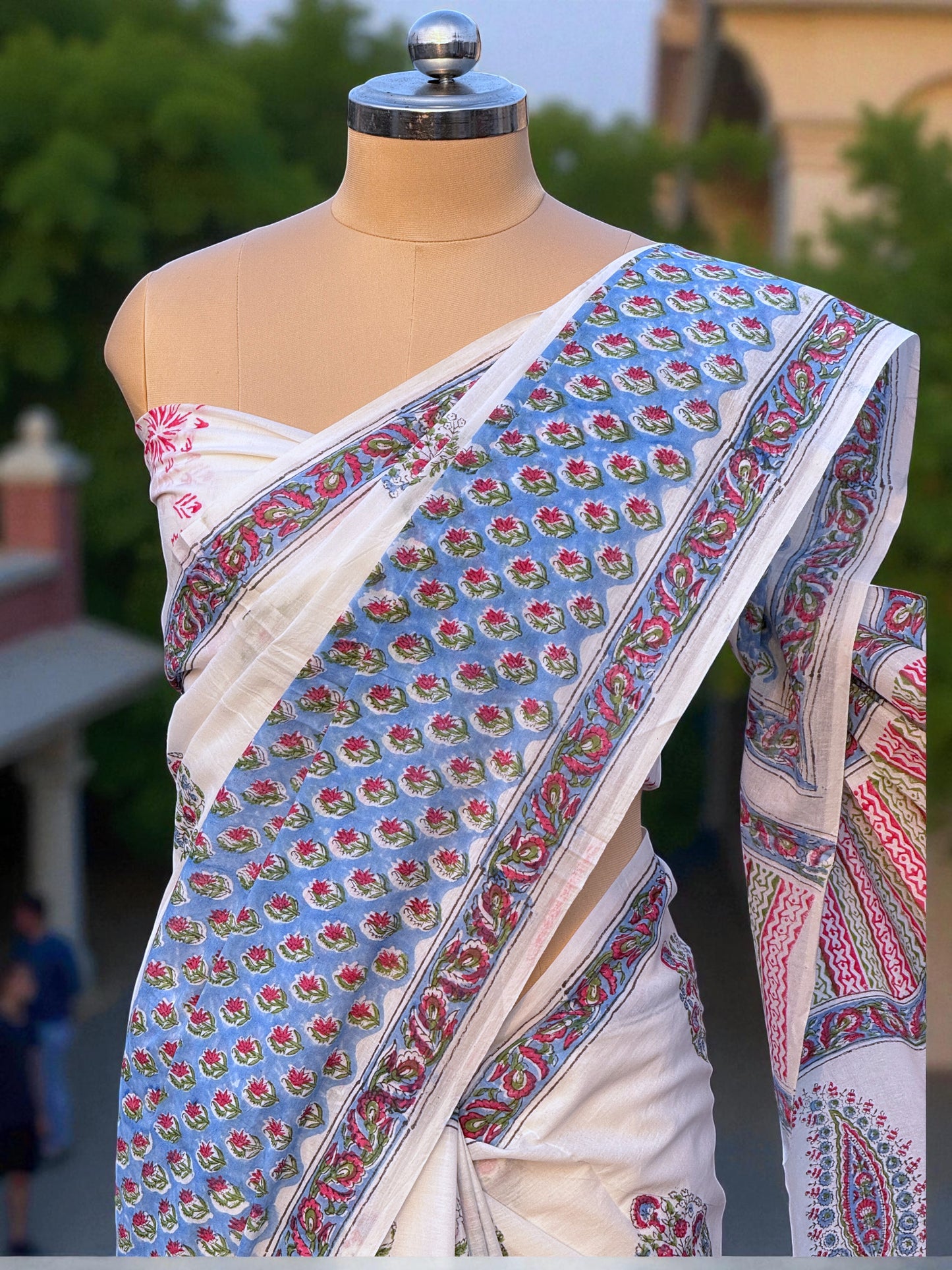 Hand Block Print Mul Cotton Saree