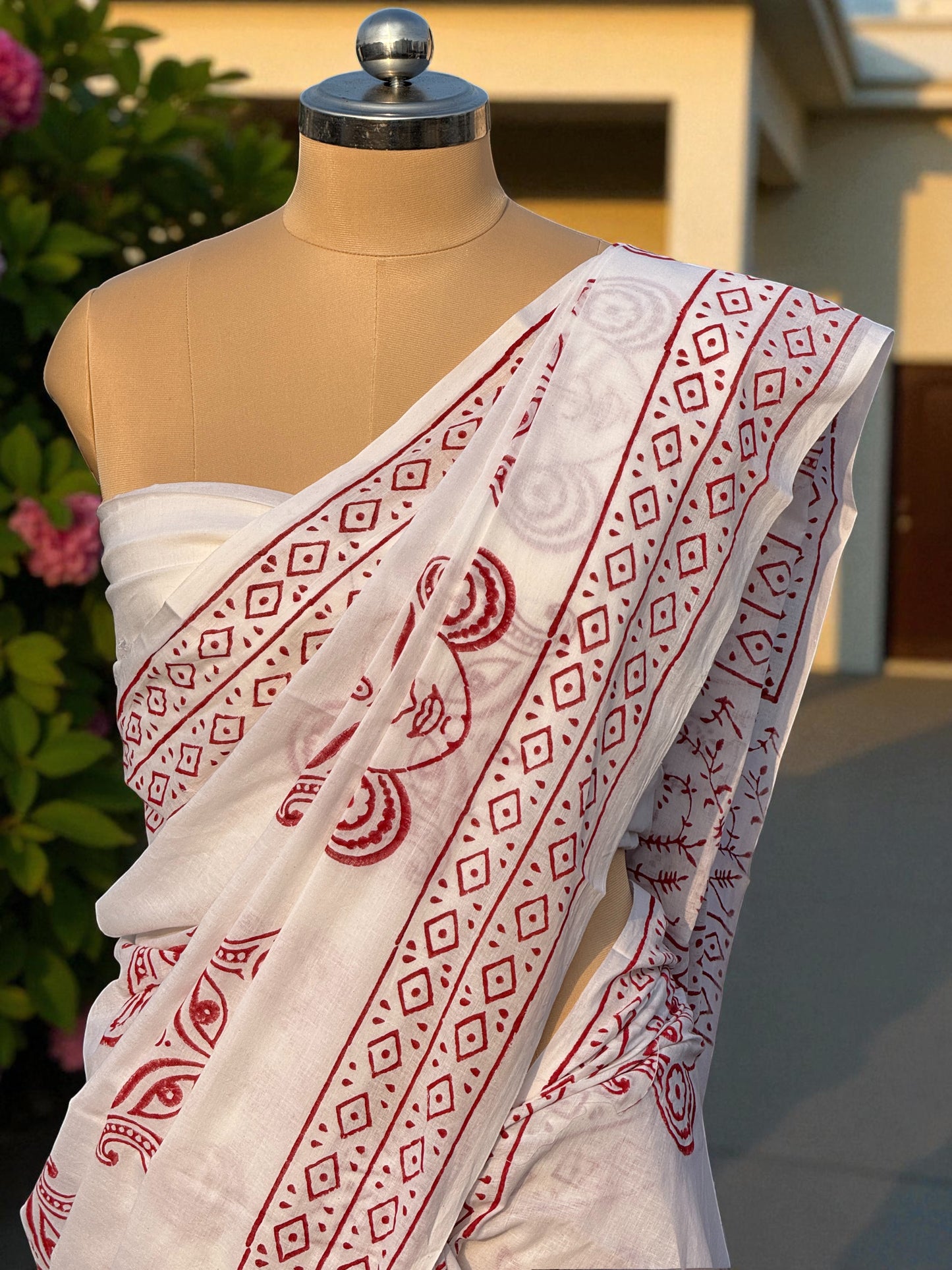 Durga Hand Block Printed Cotton Saree