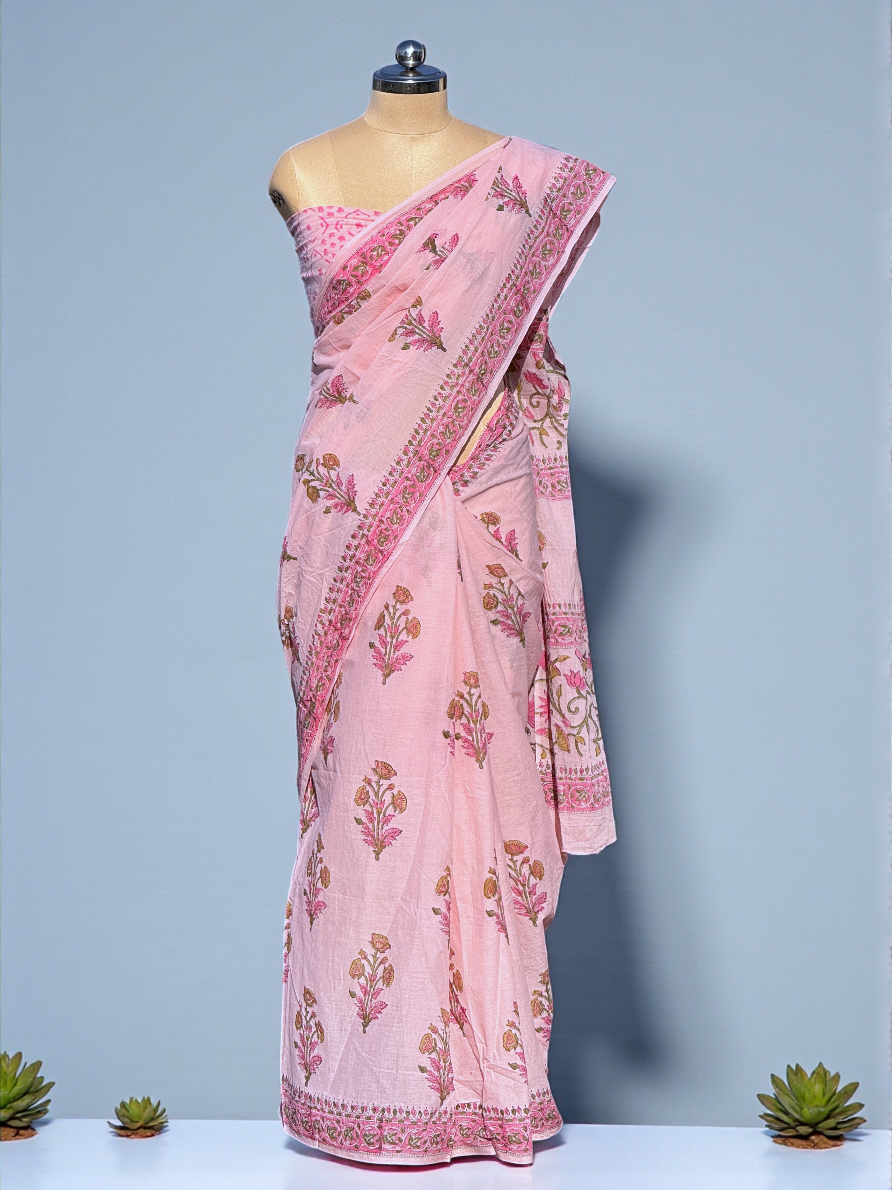 💖 Gulaabo: The Hand Block Printed Mul Cotton Saree
