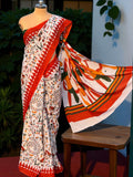 Warli Art Print Saree - Pure Mul Cotton